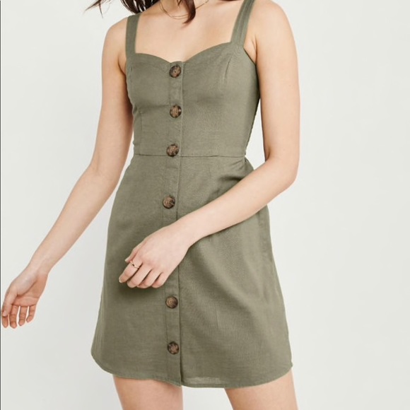 Abercrombie and Fitch Button-Up Cami Dress Olive - Picture 2 of 2
